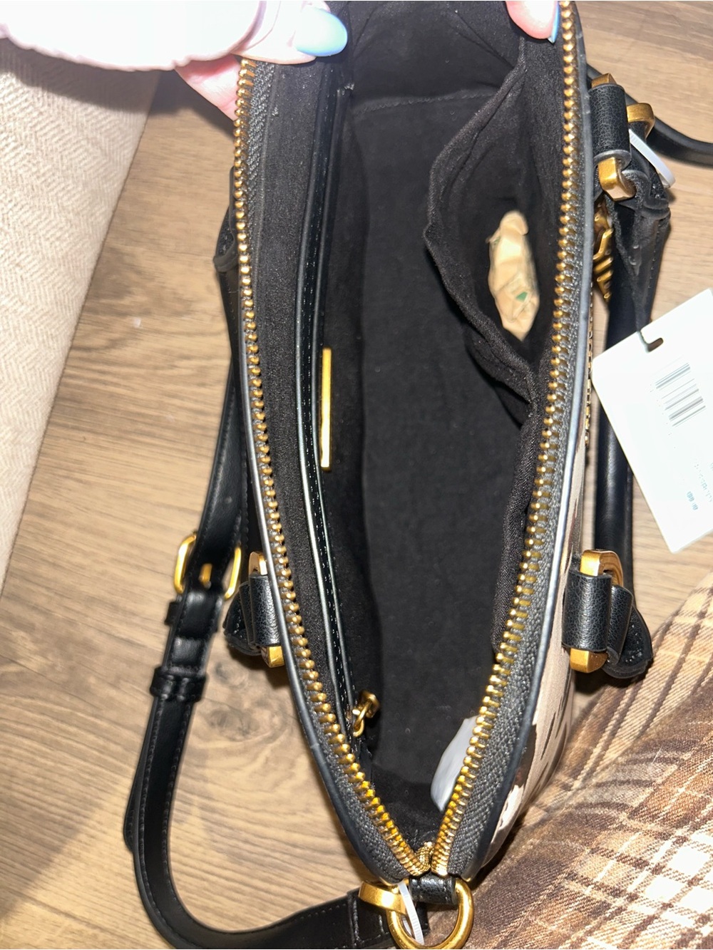 Steve Madden Black & Tan Cow Print Dome Crossbody Satchel - Picture 7 of 7